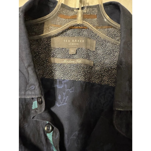 Ted Baker Floral Buttondown Shirt Blue Size 16 L - Picture 3 of 8